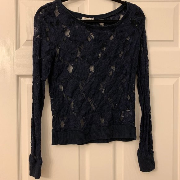 Navy Lace Sweater - Picture 1 of 3